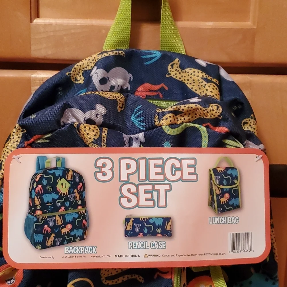 Kid's 3pc.Jungle Animal Designed Backpack NWT 🎒